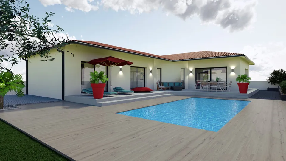 photos d'une maison moderne avec piscine et terrasse